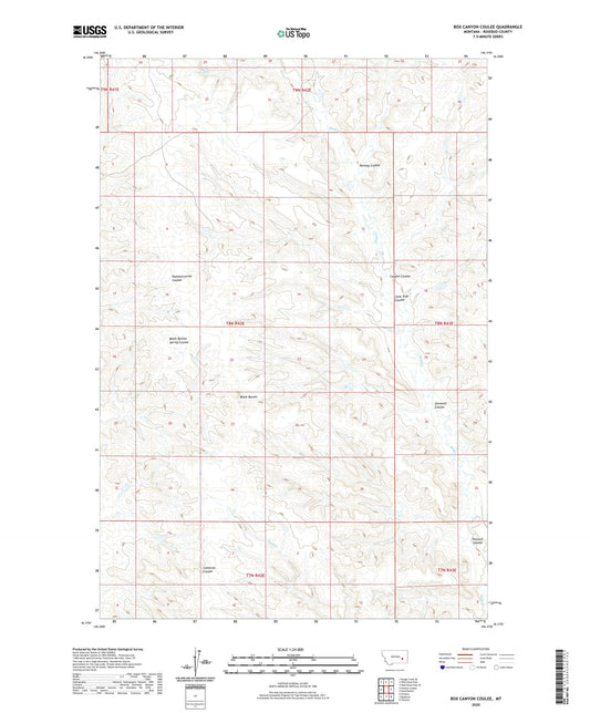 Box Canyon Coulee Montana US Topo Map Image