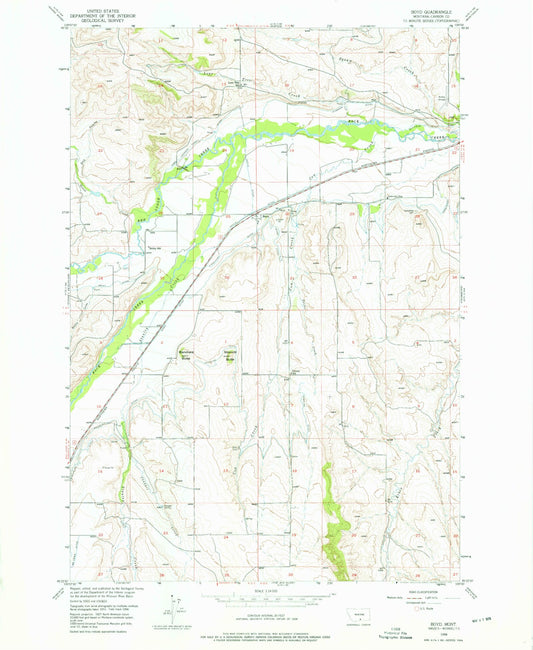 Classic USGS Boyd Montana 7.5'x7.5' Topo Map Image