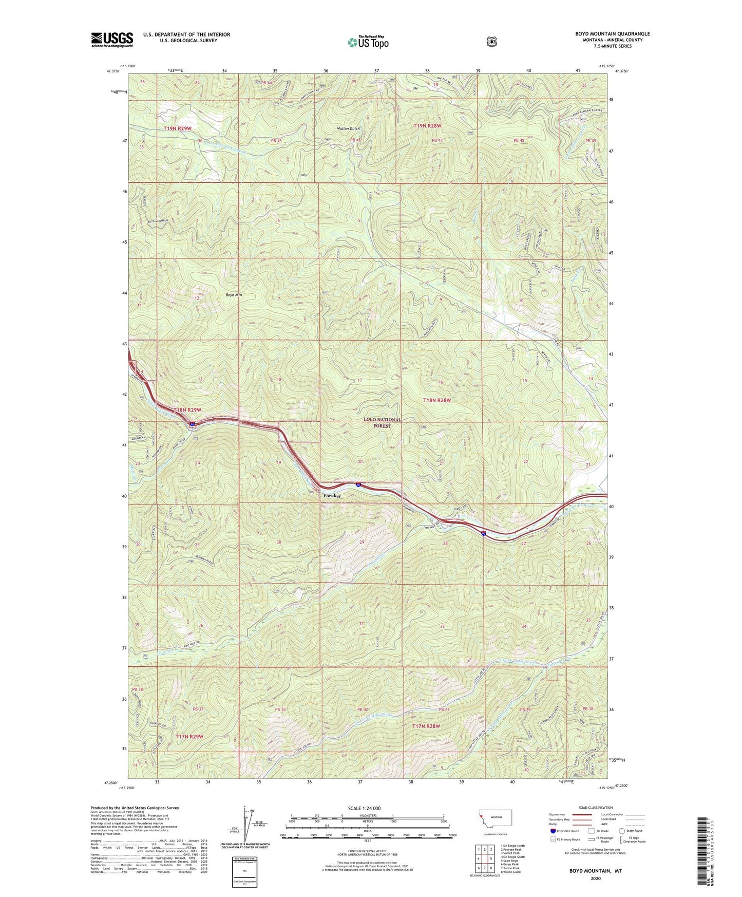 Boyd Mountain Montana US Topo Map Image