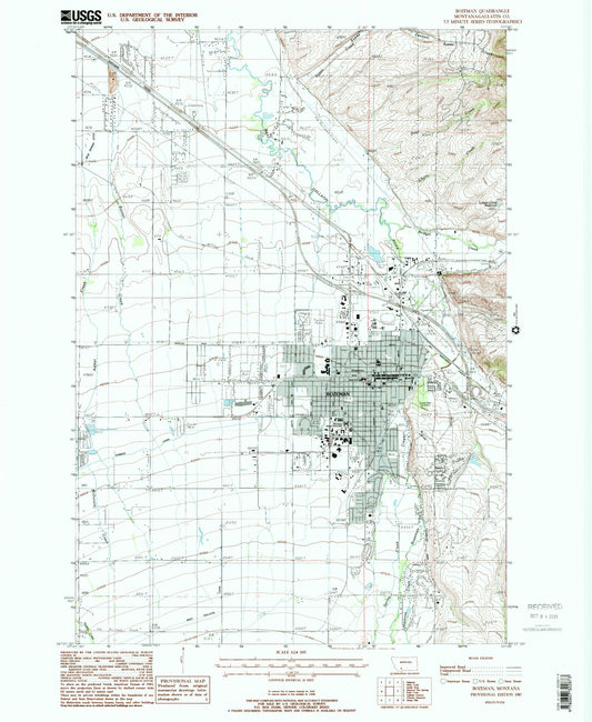 Classic USGS Bozeman Montana 7.5'x7.5' Topo Map Image