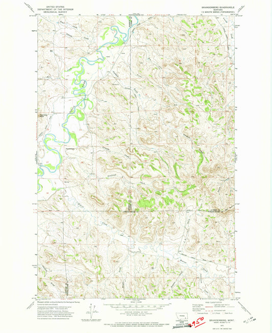 Classic USGS Brandenberg Montana 7.5'x7.5' Topo Map Image
