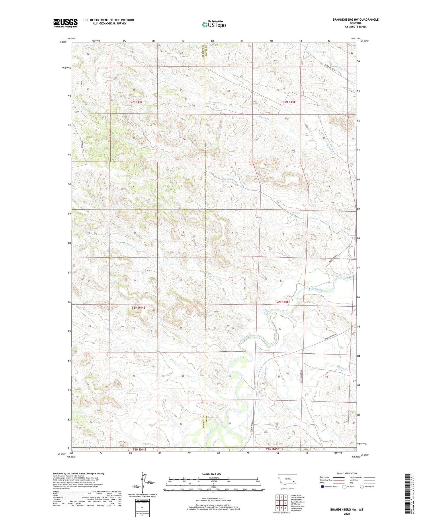 Brandenberg NW Montana US Topo Map Image