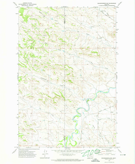 Classic USGS Brandenberg NW Montana 7.5'x7.5' Topo Map Image