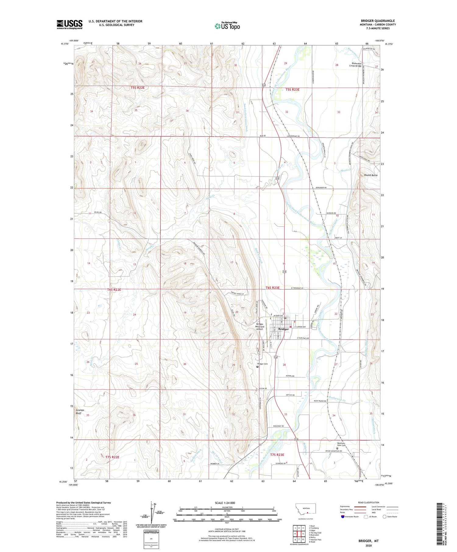 Bridger Montana US Topo Map Image