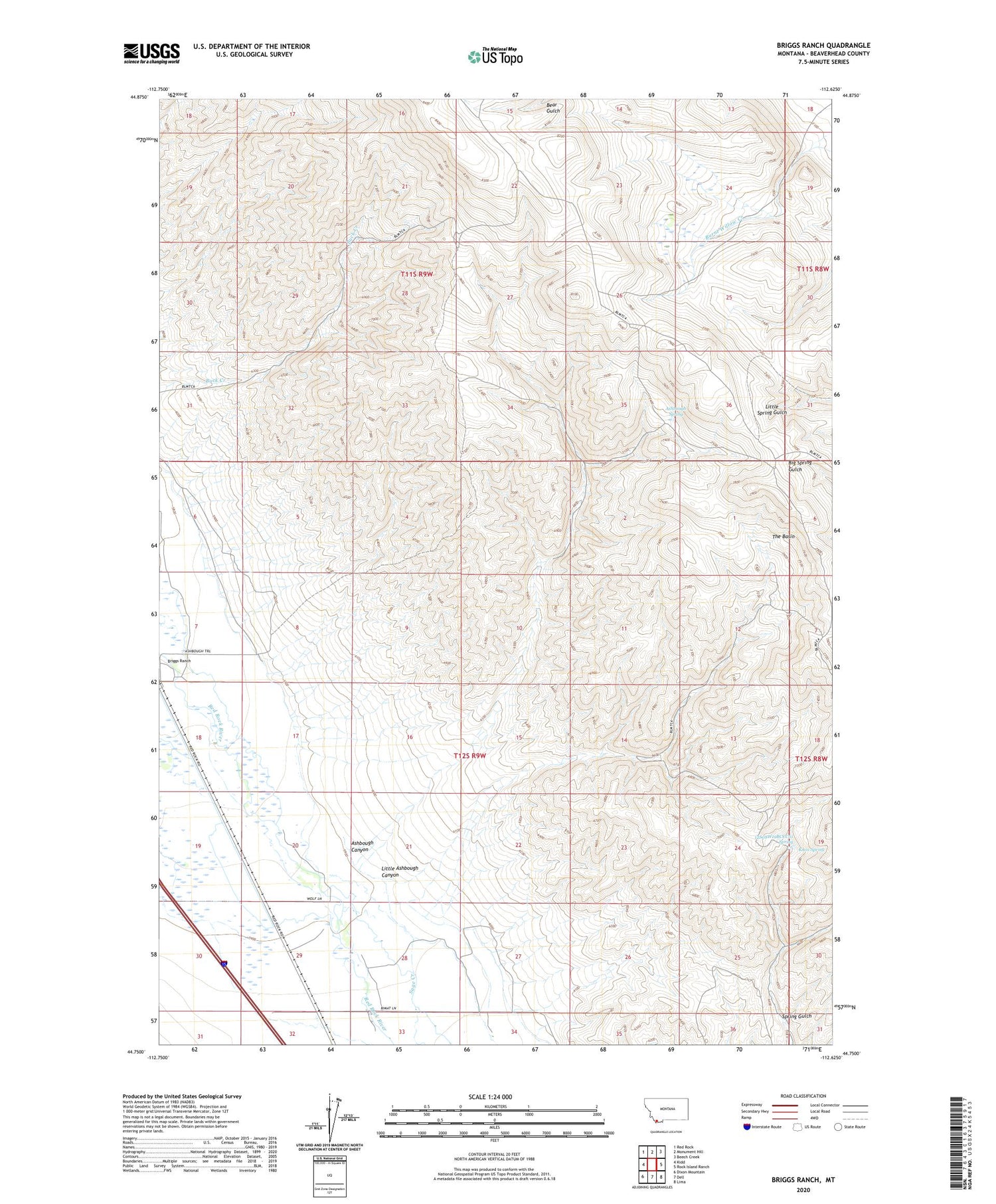 Briggs Ranch Montana US Topo Map Image