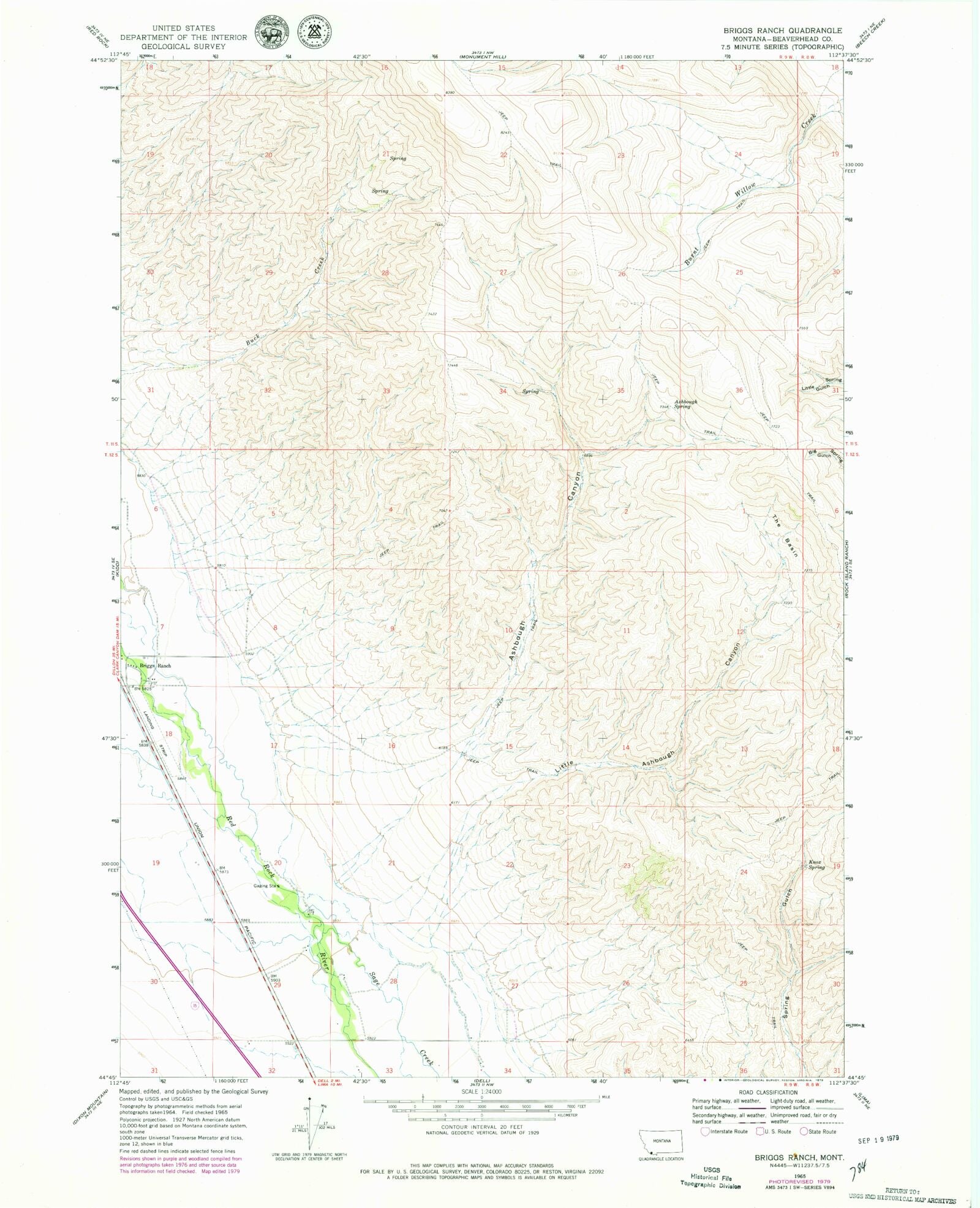 Classic USGS Briggs Ranch Montana 7.5'x7.5' Topo Map – MyTopo Map Store
