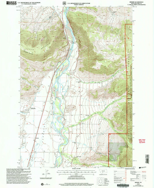 Classic USGS Brisbin Montana 7.5'x7.5' Topo Map Image
