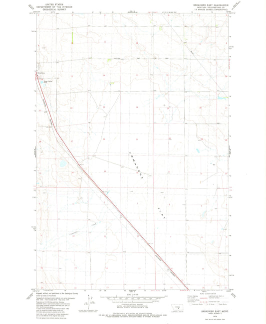 Classic USGS Broadview East Montana 7.5'x7.5' Topo Map Image