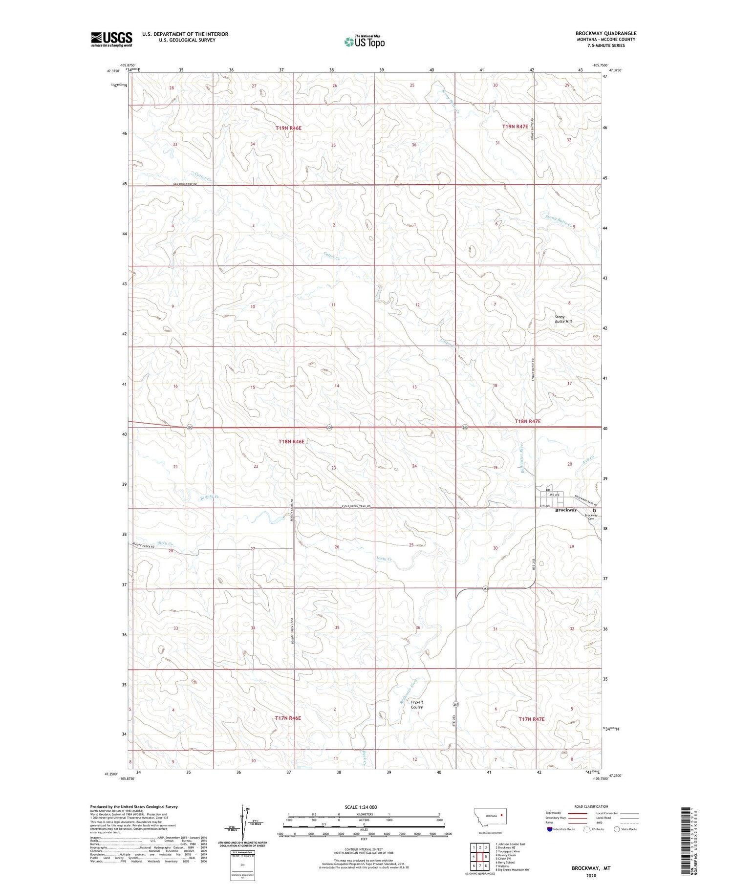 Brockway Montana US Topo Map Image