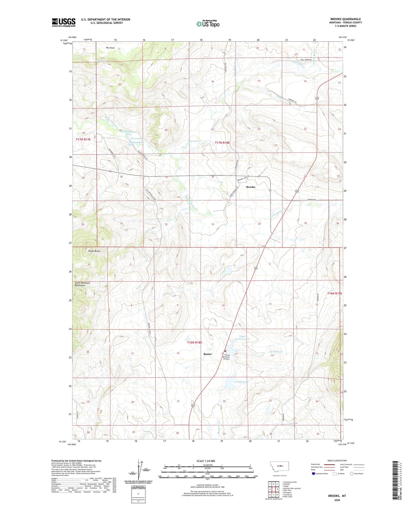 Brooks Montana US Topo Map Image