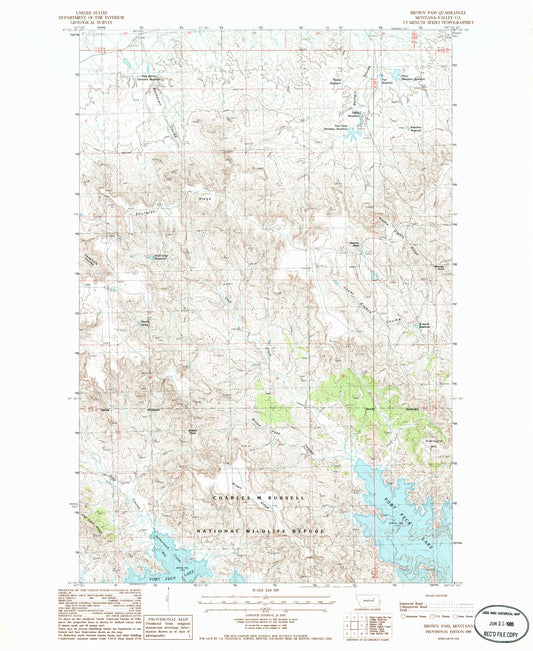 Classic USGS Brown Pass Montana 7.5'x7.5' Topo Map Image