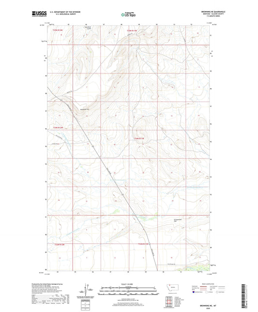 Browning NE Montana US Topo Map Image