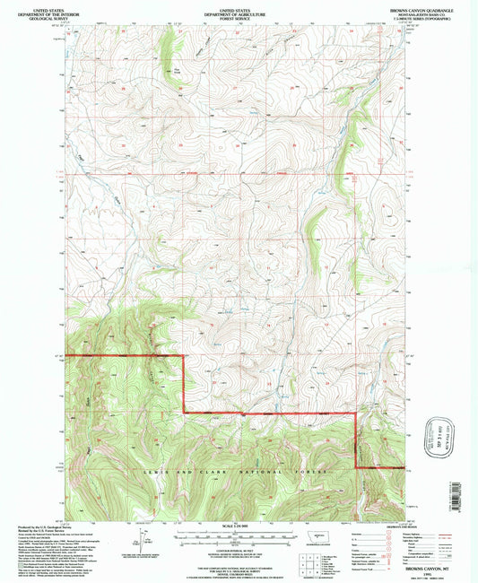 Classic USGS Browns Canyon Montana 7.5'x7.5' Topo Map Image