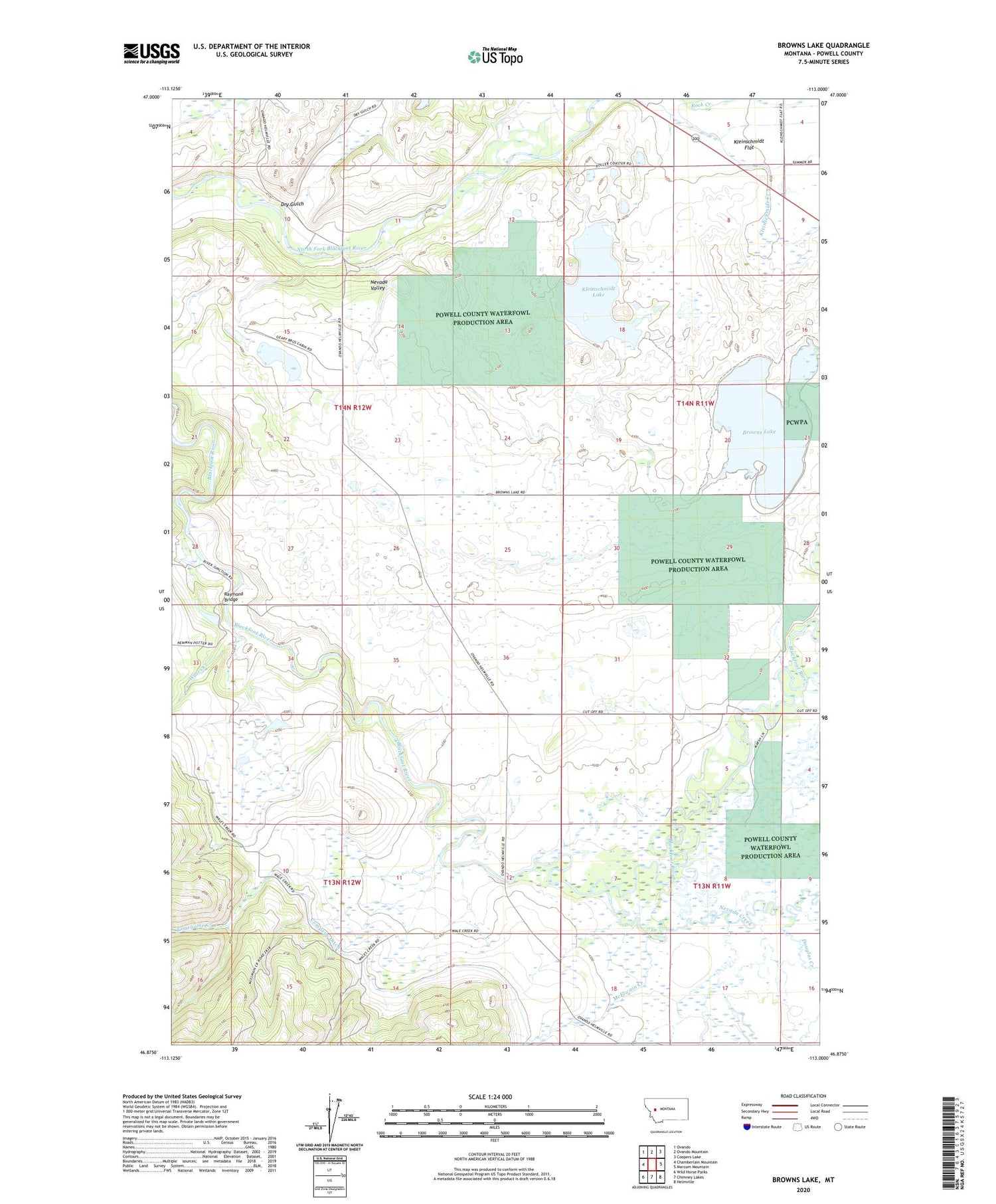 Browns Lake Montana US Topo Map Image