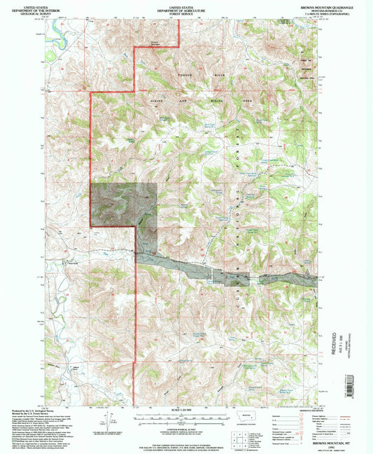 Classic USGS Browns Mountain Montana 7.5'x7.5' Topo Map Image