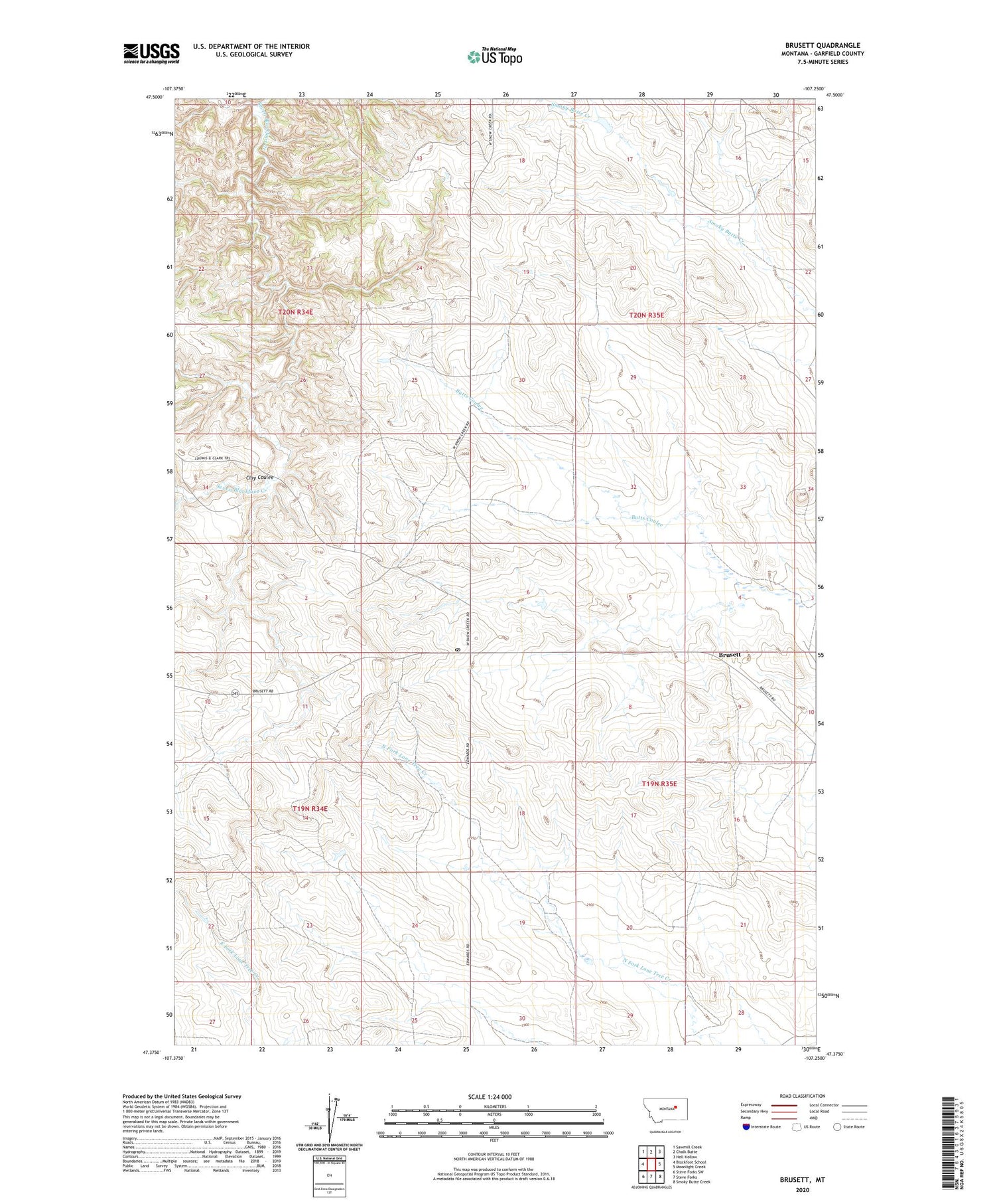 Brusett Montana US Topo Map Image