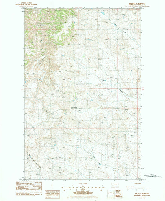 Classic USGS Brusett Montana 7.5'x7.5' Topo Map Image