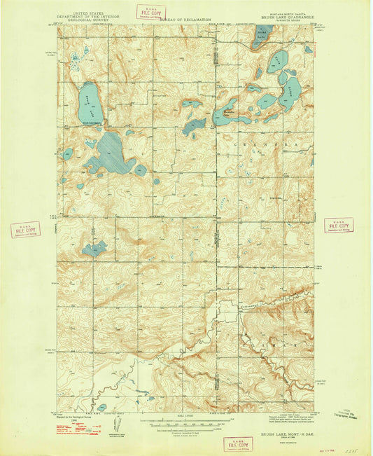 Classic USGS Brush Lake Montana 7.5'x7.5' Topo Map Image