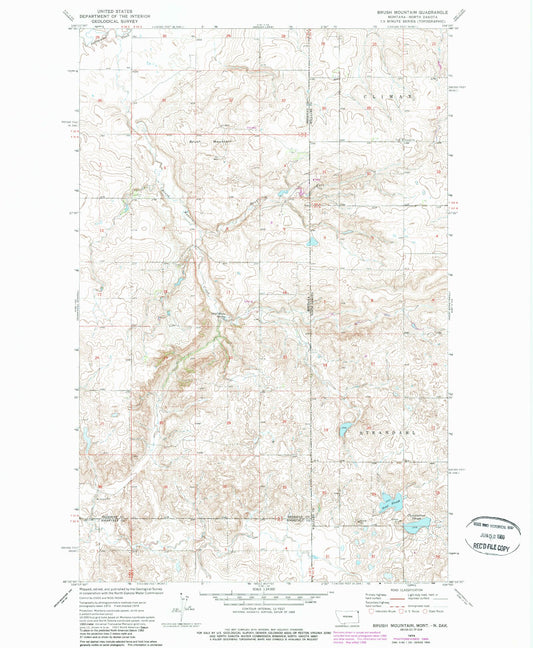 Classic USGS Brush Mountain Montana 7.5'x7.5' Topo Map Image