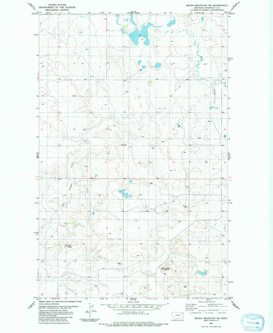 Classic USGS Brush Mountain SW Montana 7.5'x7.5' Topo Map Image