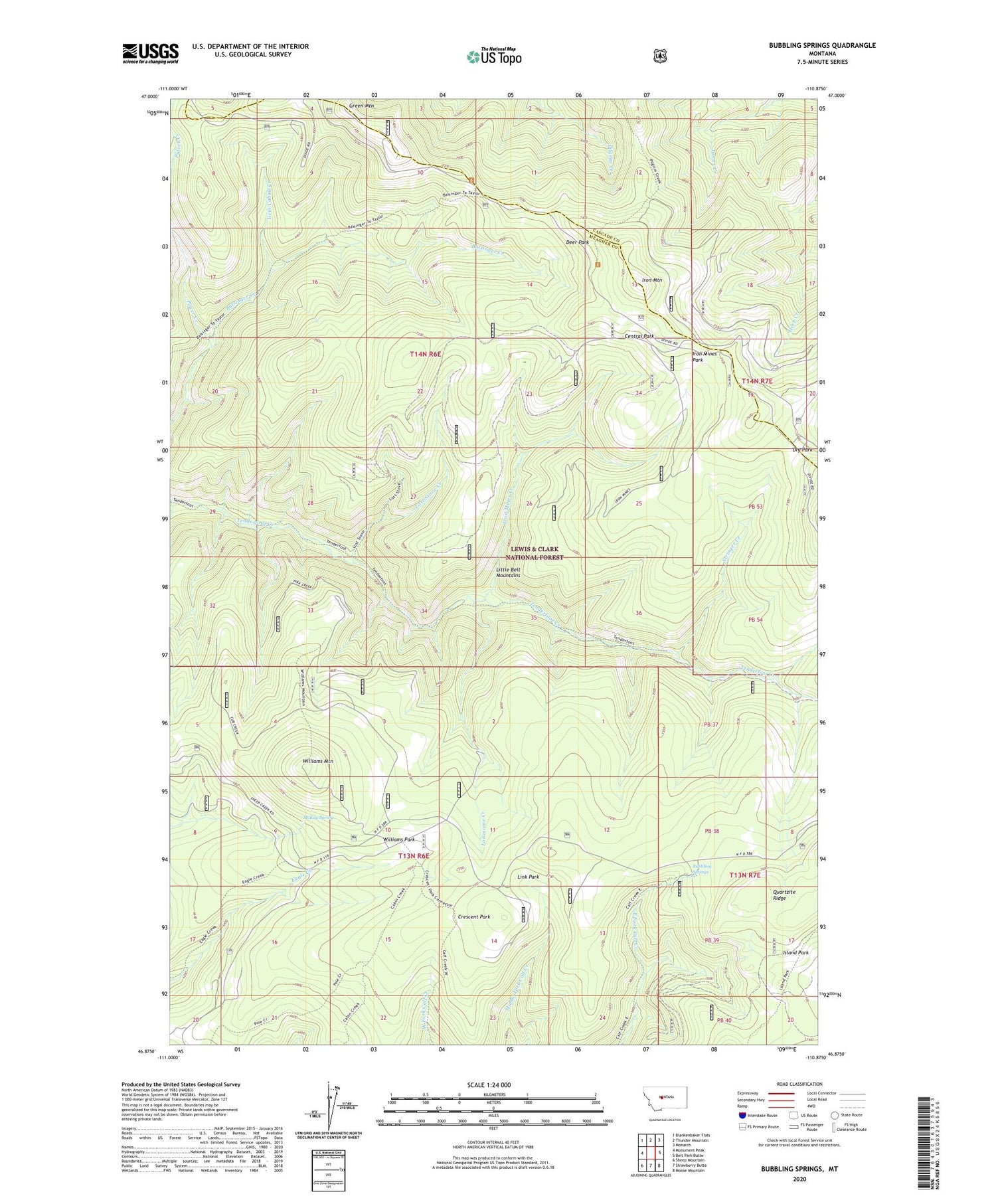 Bubbling Springs Montana US Topo Map Image