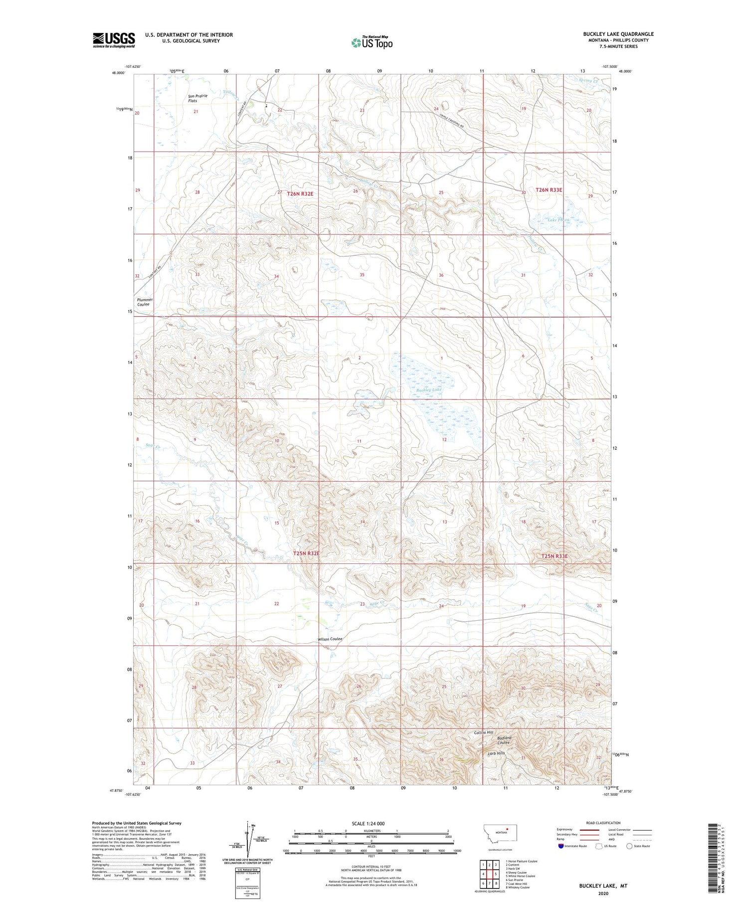 Buckley Lake Montana US Topo Map Image