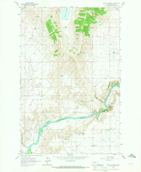 Classic USGS Buffalo Bridge Montana 7.5'x7.5' Topo Map Image