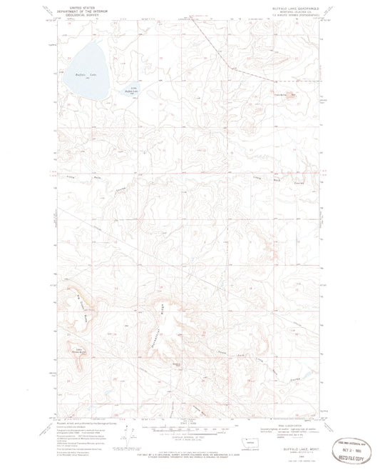 Classic USGS Buffalo Lake Montana 7.5'x7.5' Topo Map Image