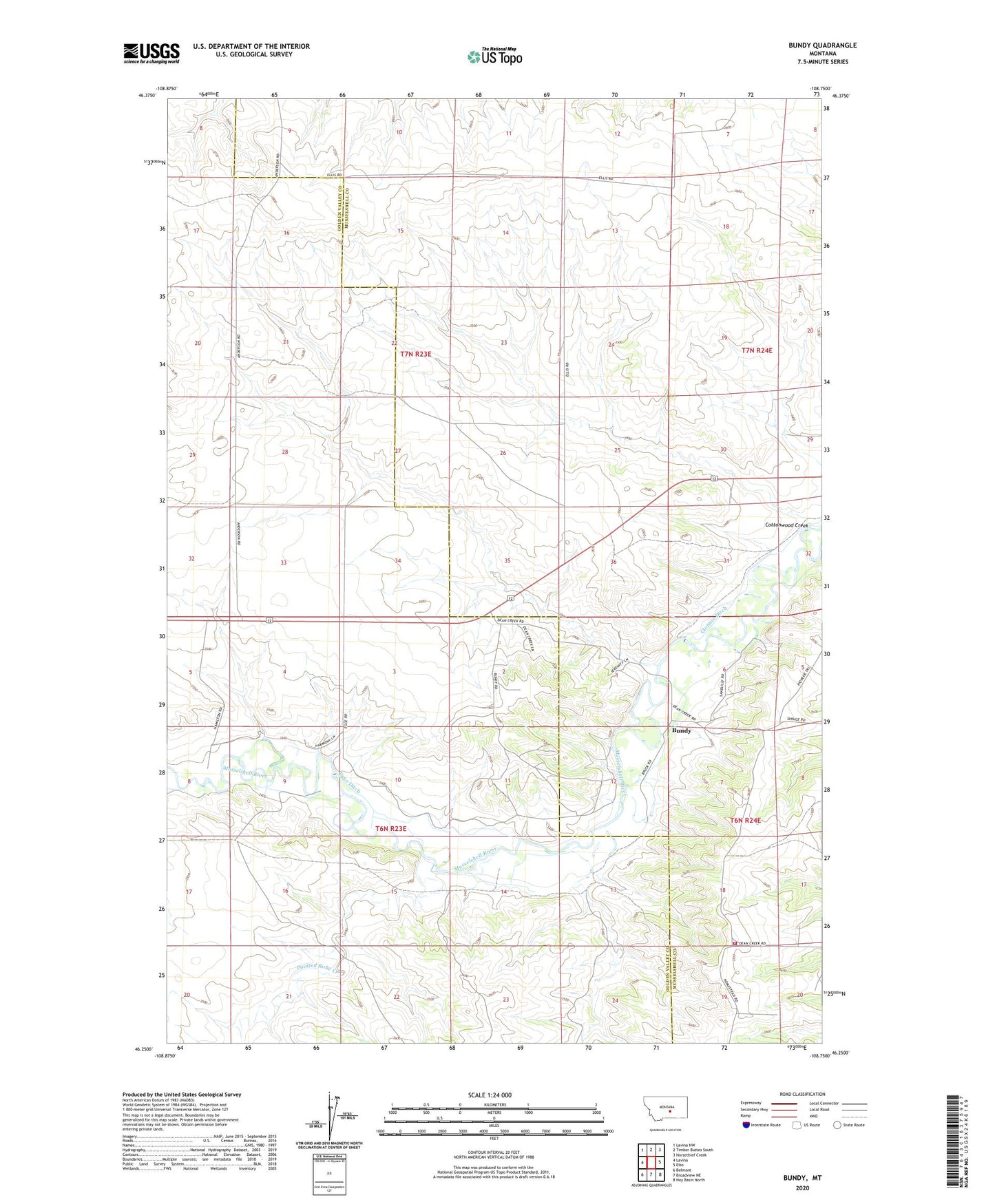 Bundy Montana US Topo Map Image