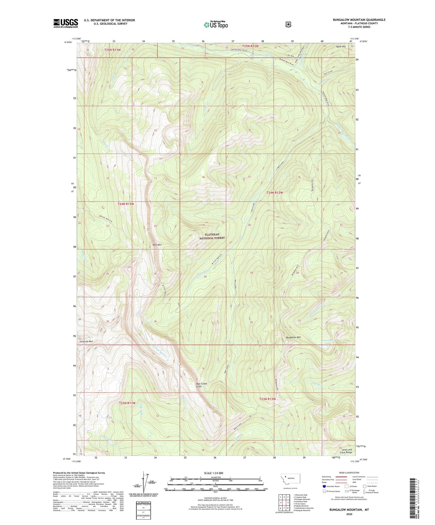 Bungalow Mountain Montana US Topo Map Image