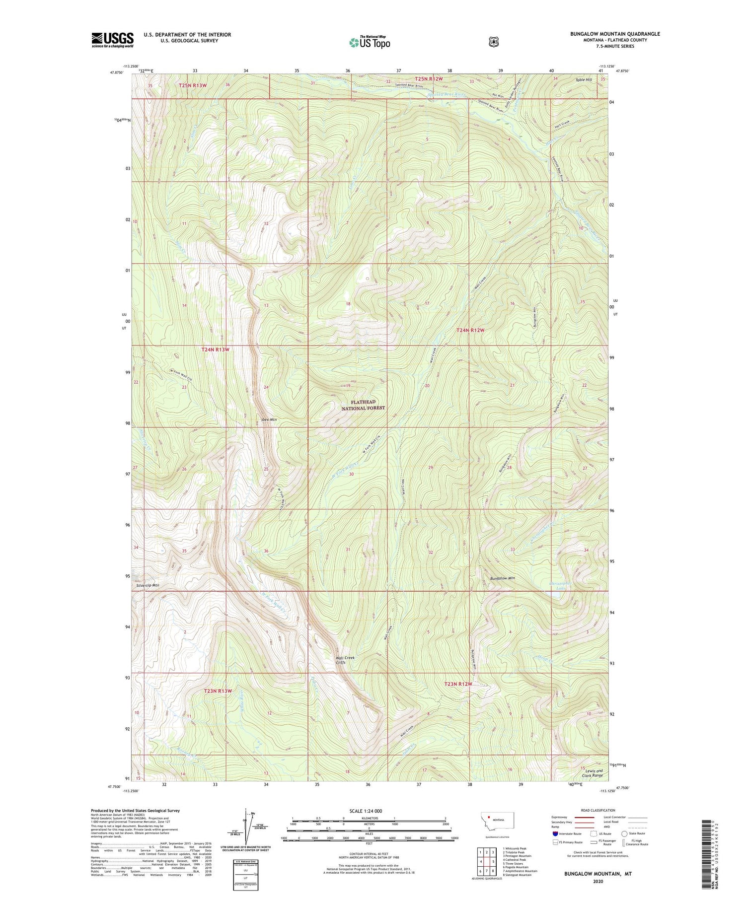 Bungalow Mountain Montana US Topo Map Image