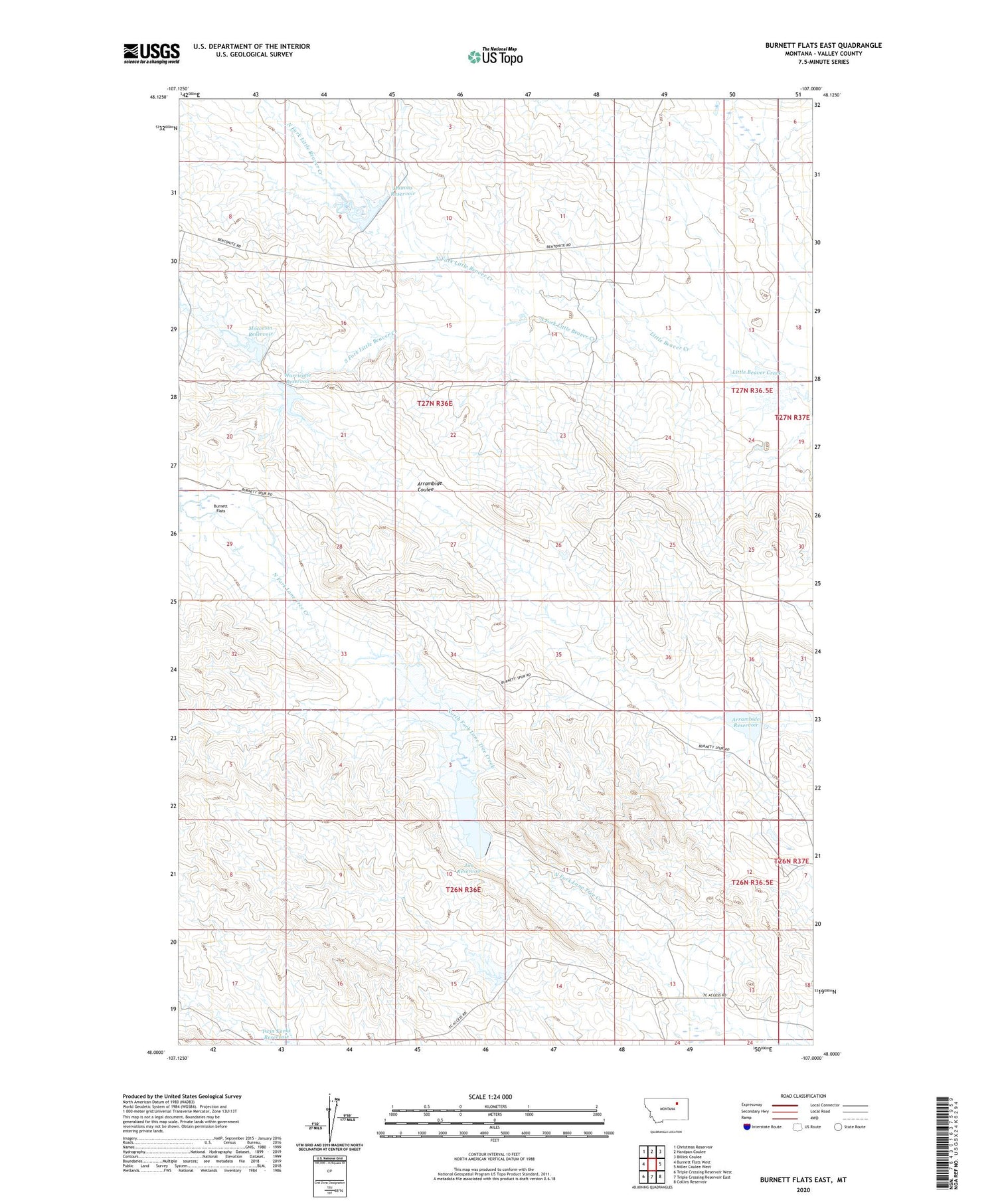 Burnett Flats East Montana US Topo Map Image