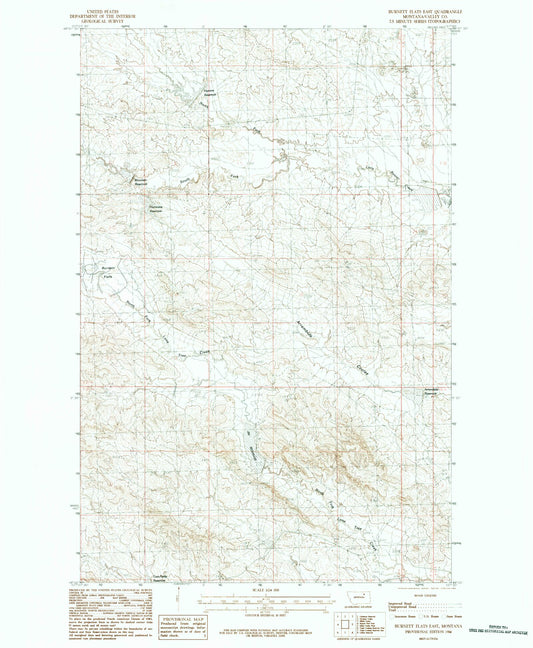 Classic USGS Burnett Flats East Montana 7.5'x7.5' Topo Map Image