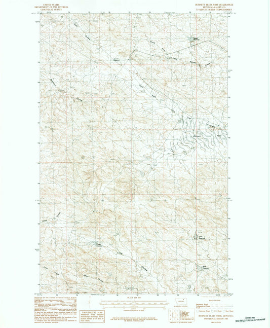 Classic USGS Burnett Flats West Montana 7.5'x7.5' Topo Map Image