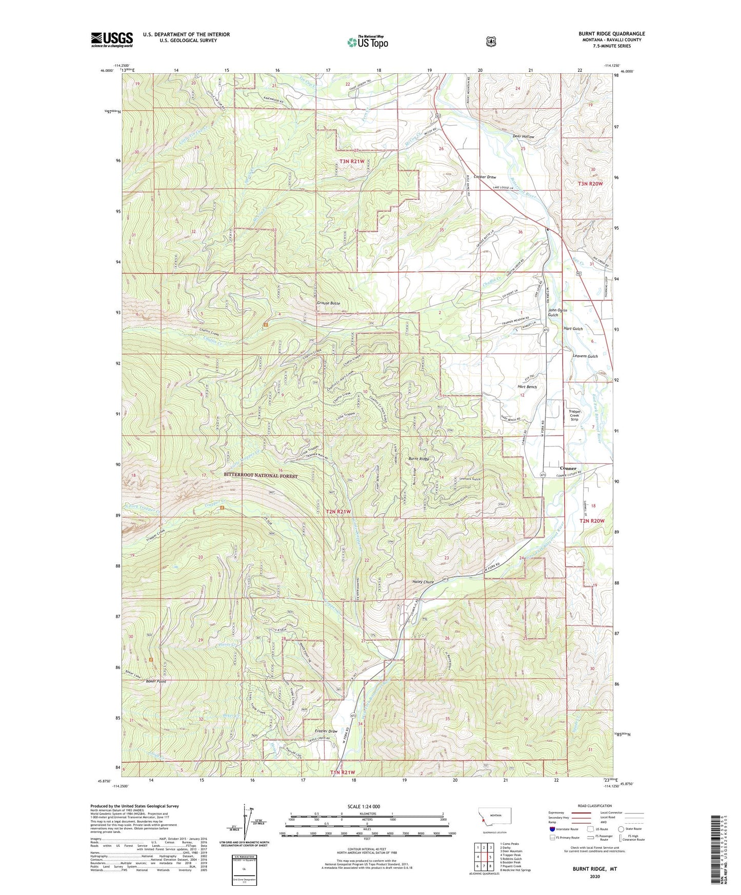 Burnt Ridge Montana US Topo Map Image