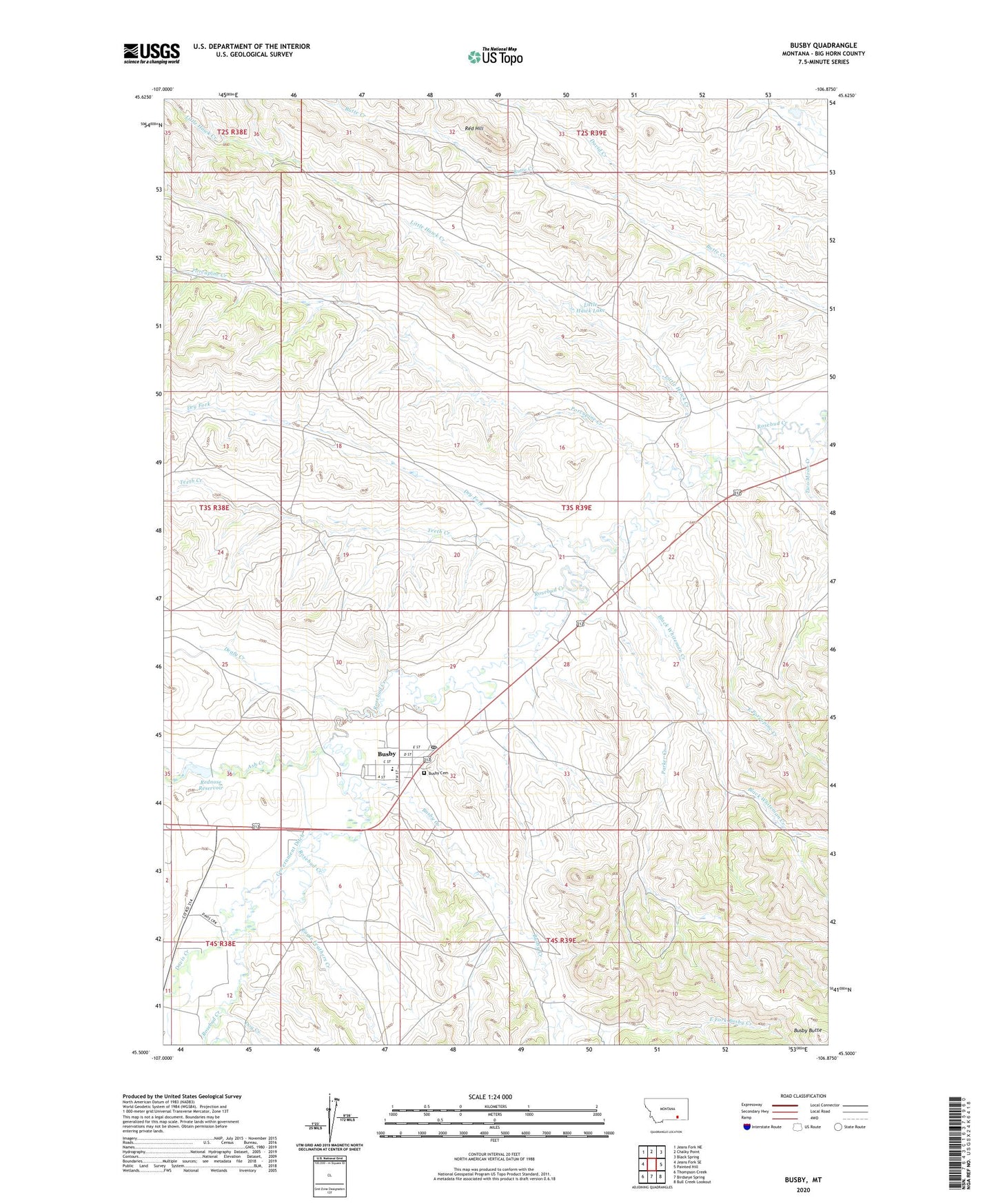 Busby Montana US Topo Map Image