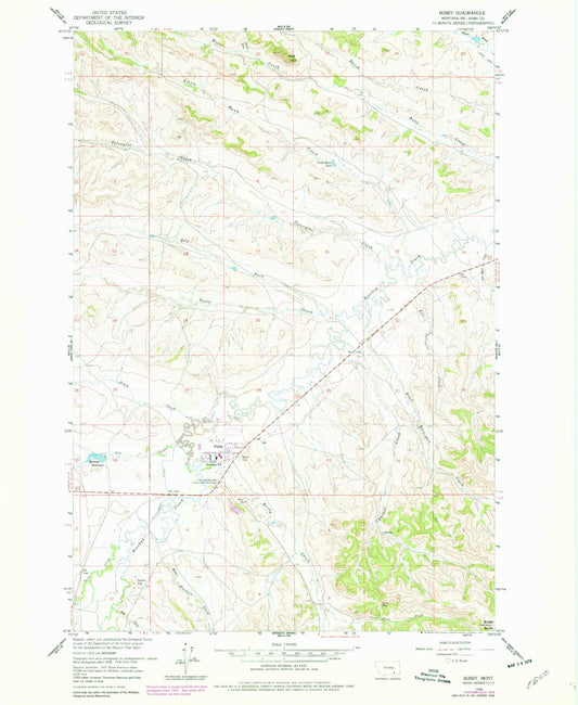 Classic USGS Busby Montana 7.5'x7.5' Topo Map Image
