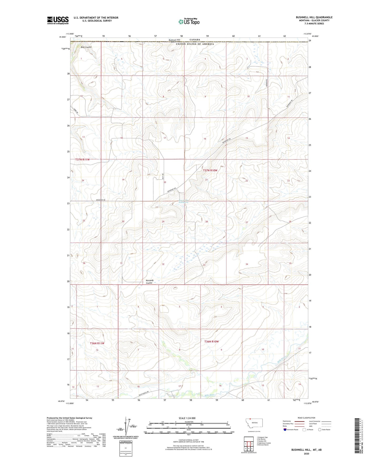 Bushnell Hill Montana US Topo Map Image