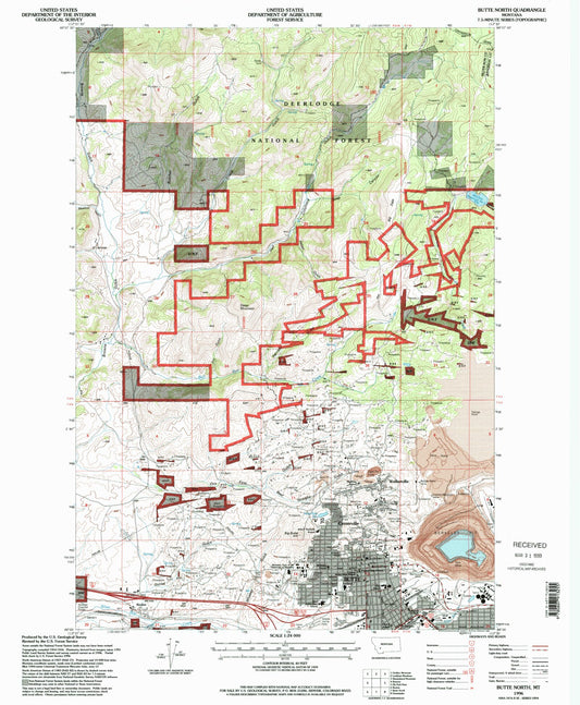 Classic USGS Butte North Montana 7.5'x7.5' Topo Map Image