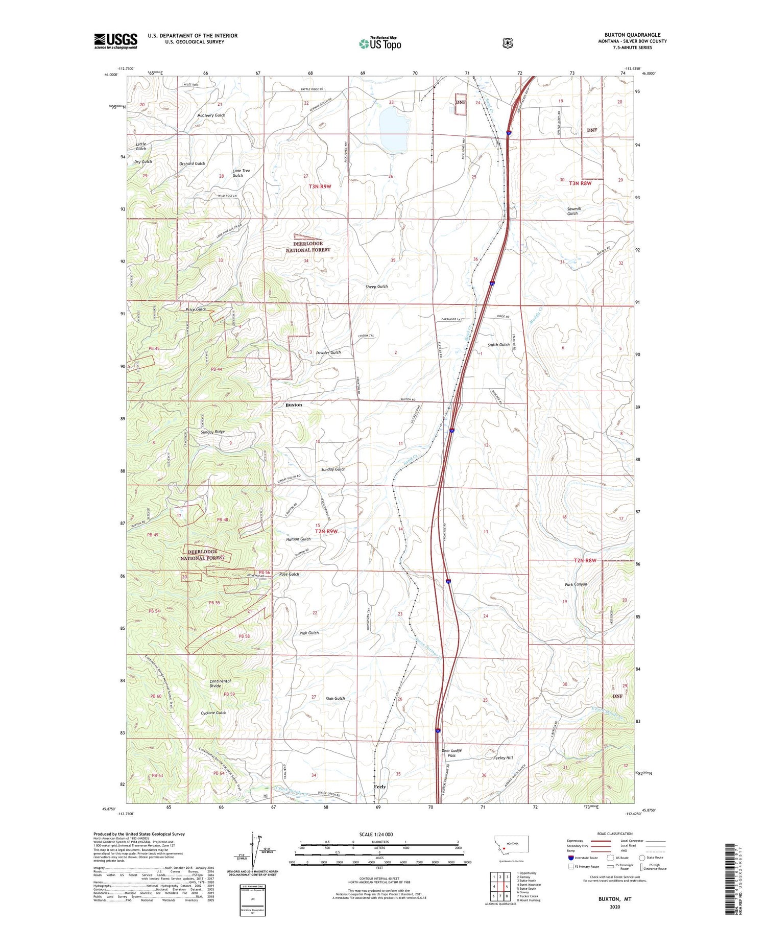 Buxton Montana US Topo Map Image