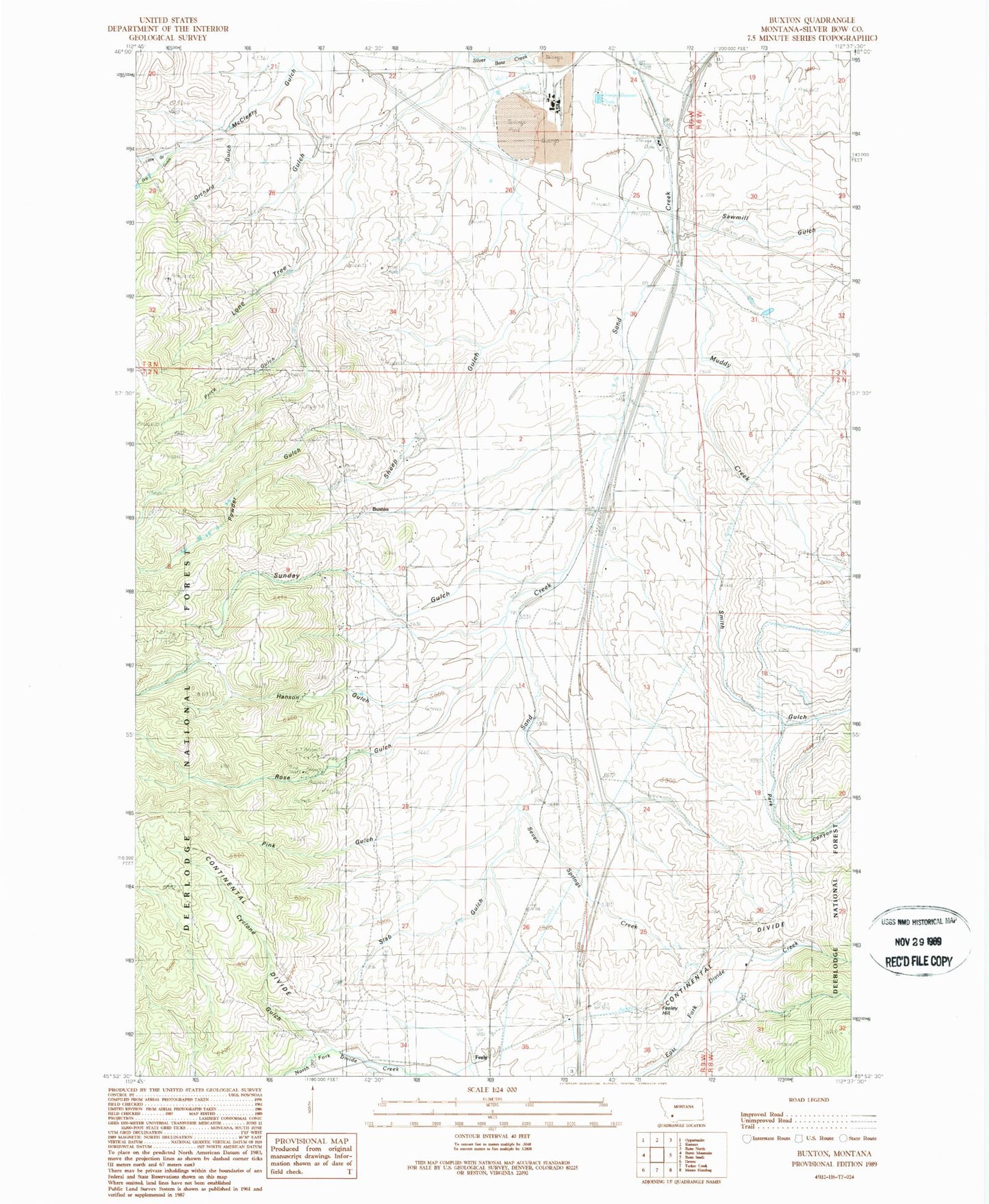 Classic USGS Buxton Montana 7.5'x7.5' Topo Map Image