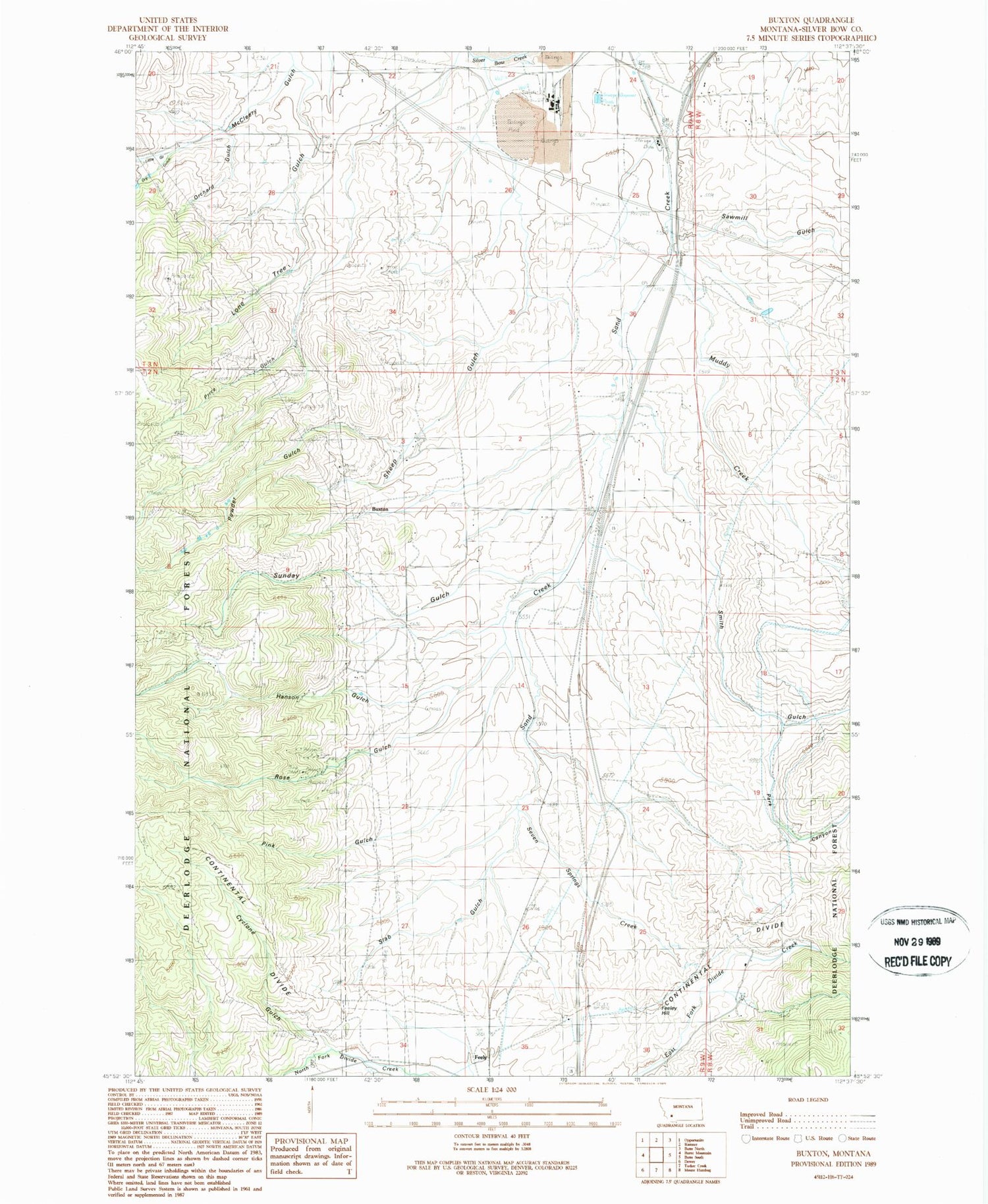 Classic USGS Buxton Montana 7.5'x7.5' Topo Map Image
