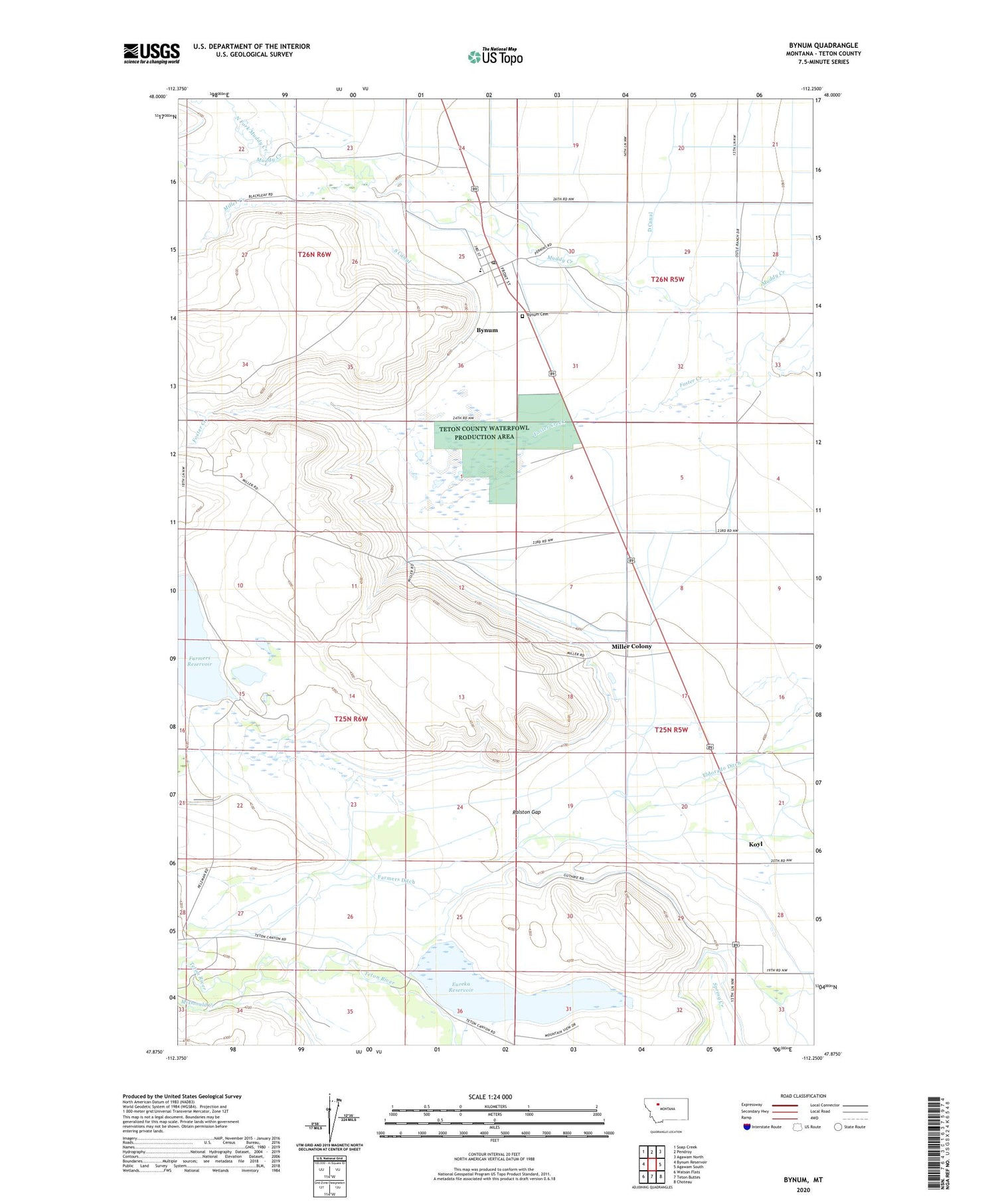 Bynum Montana US Topo Map Image