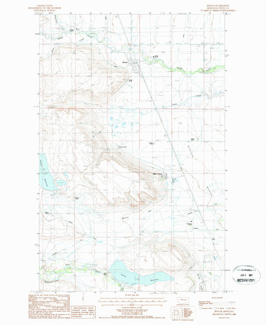 Classic USGS Bynum Montana 7.5'x7.5' Topo Map Image