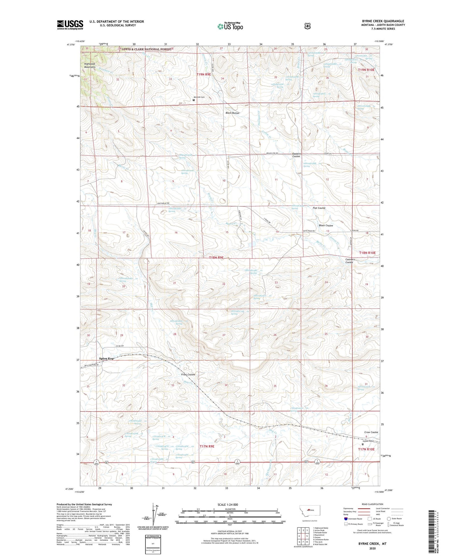 Byrne Creek Montana US Topo Map Image