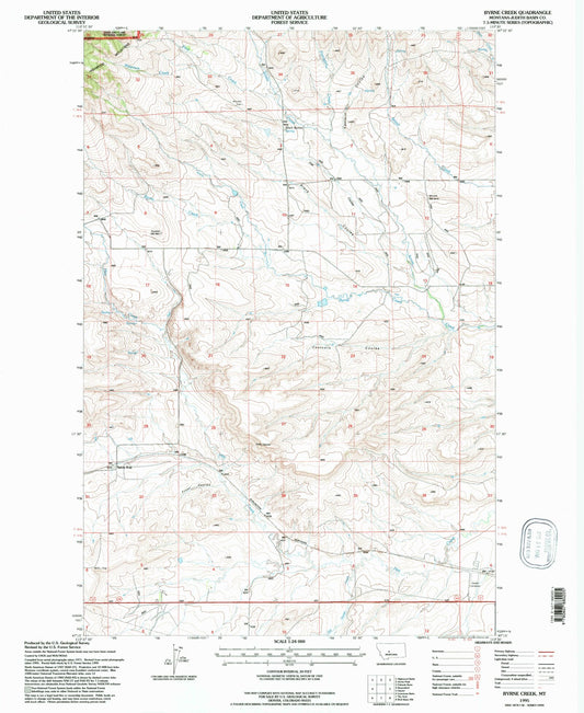 Classic USGS Byrne Creek Montana 7.5'x7.5' Topo Map Image