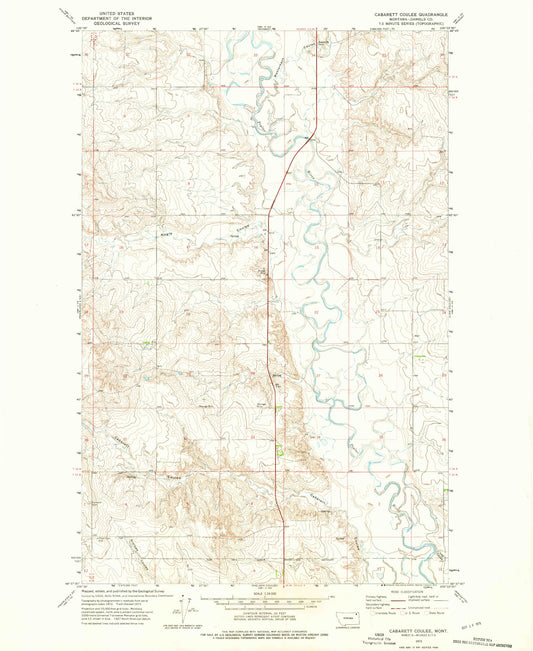 Classic USGS Cabarett Coulee Montana 7.5'x7.5' Topo Map Image