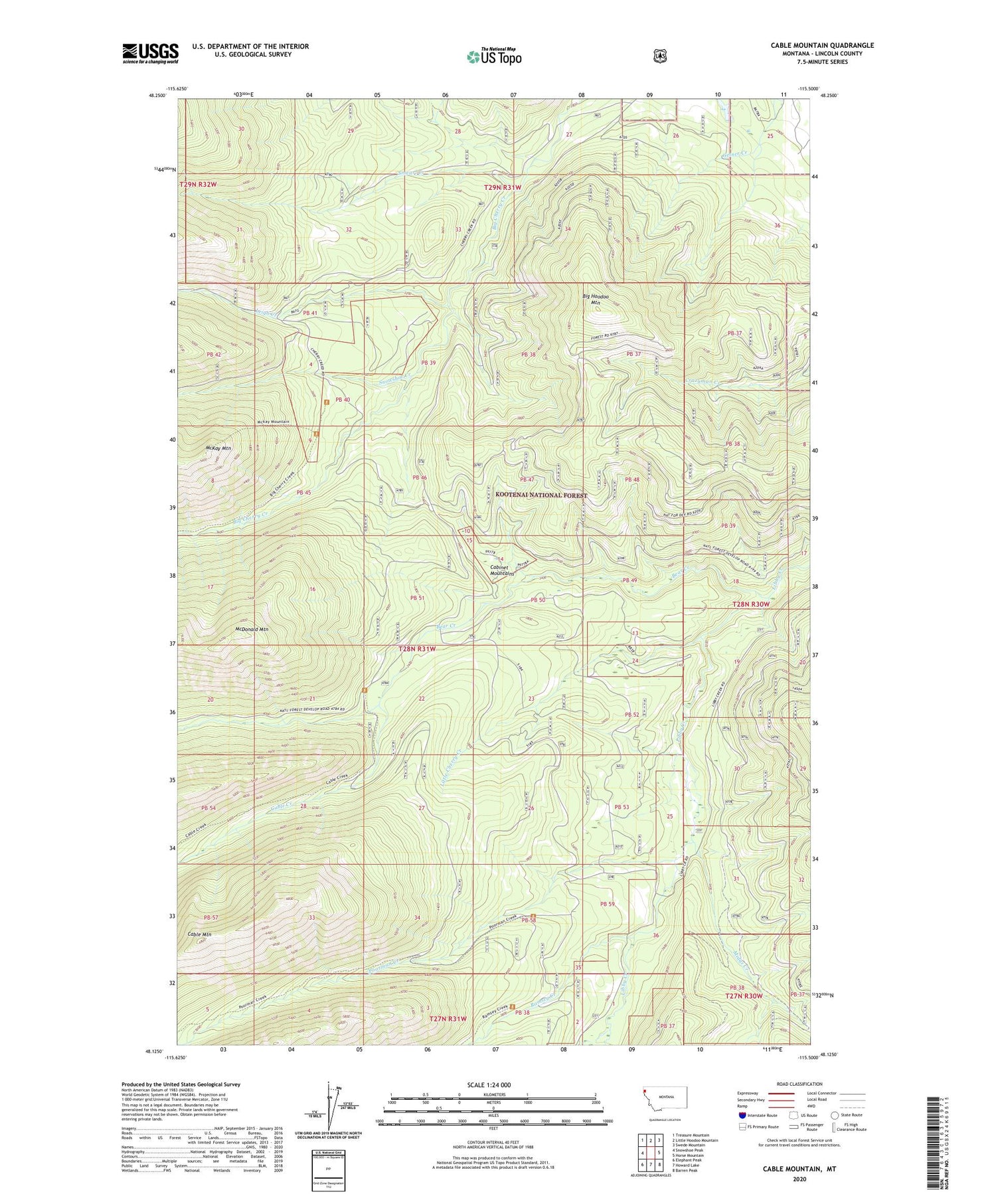 Cable Mountain Montana US Topo Map Image