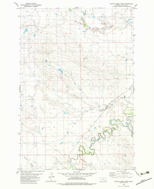 Classic USGS Cactus Creek West Montana 7.5'x7.5' Topo Map Image