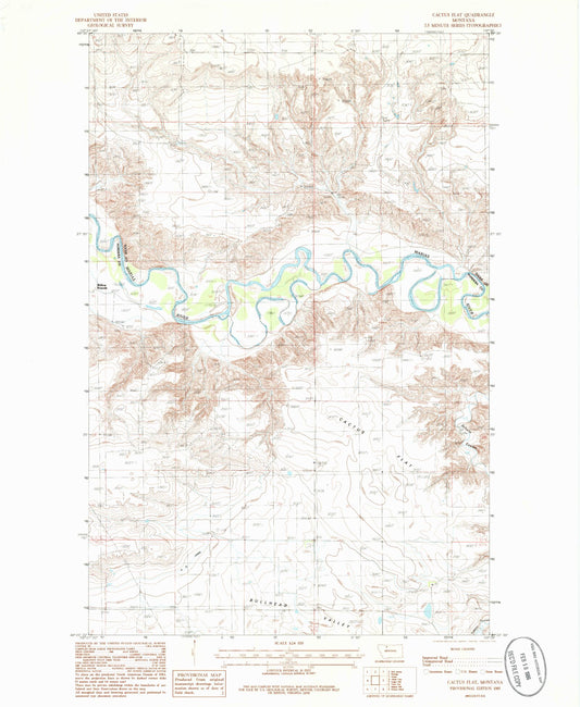 Classic USGS Cactus Flat Montana 7.5'x7.5' Topo Map Image